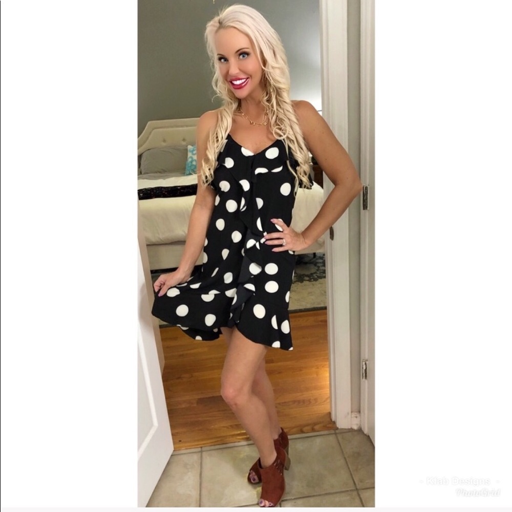 LAST 1! Strappy Ruffled Polka Dot Dress! - Picture 3 of 7